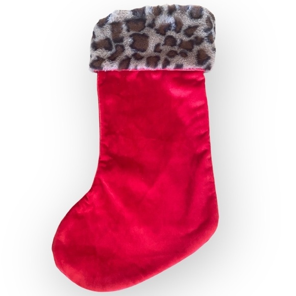 Ashland Leopard Print Red Christmas Stocking Decoration Decor NEW Animal Print - Picture 4 of 4